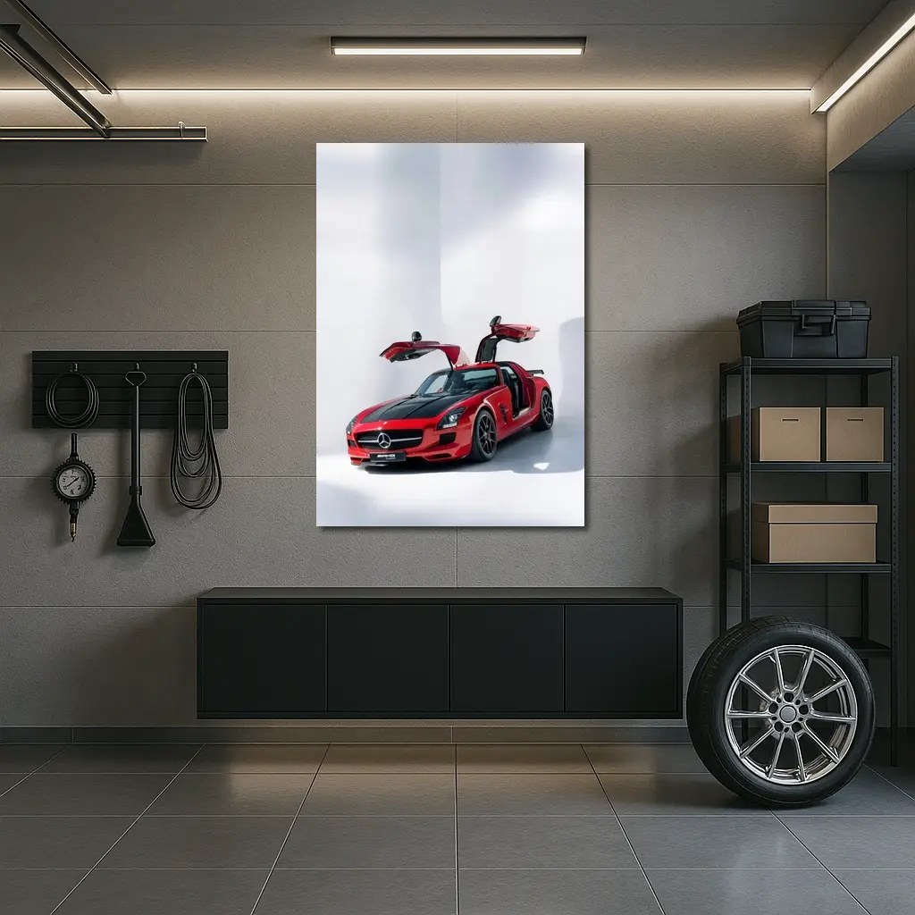 Mercedes AMG SLS Red Gullwing Studio – Wall Art