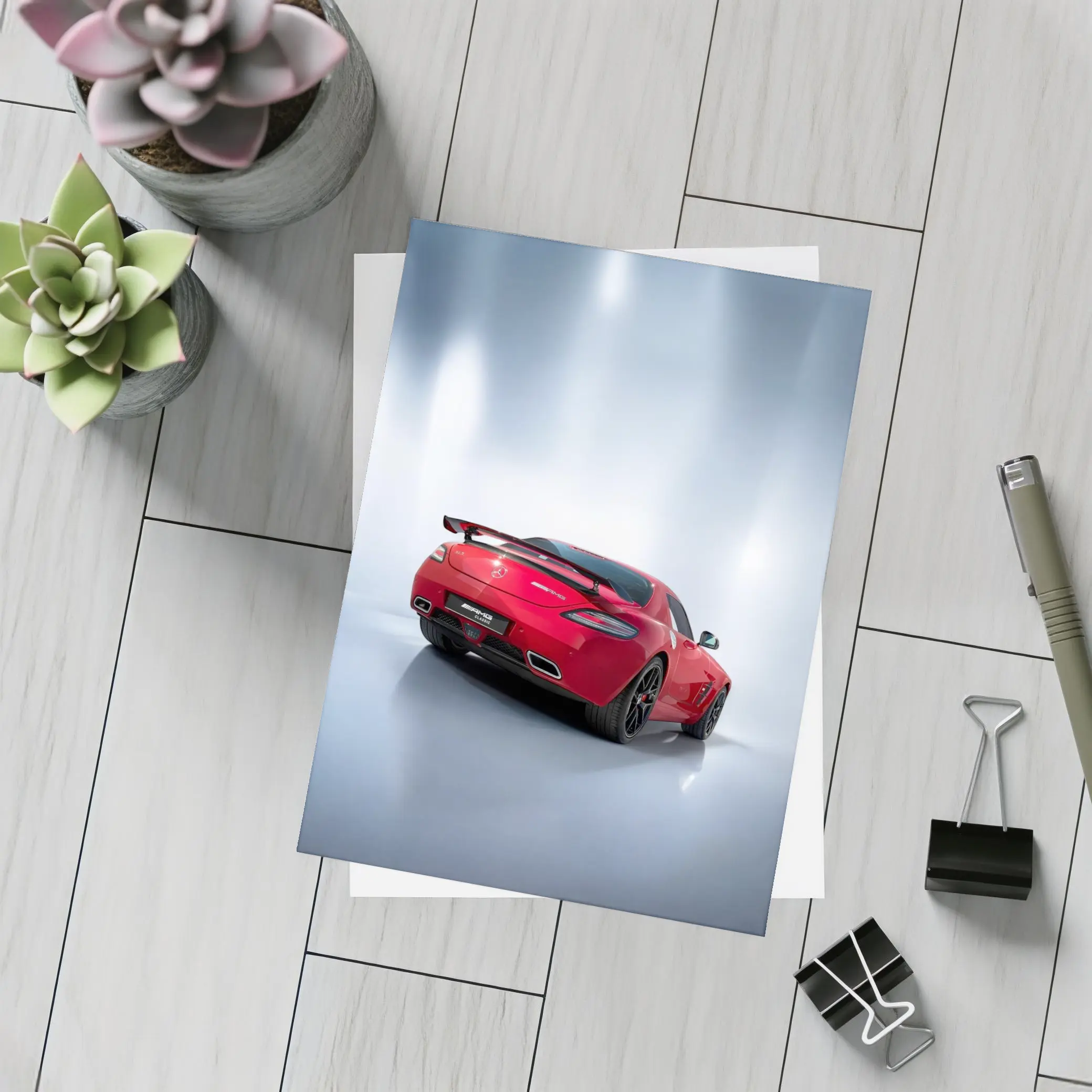 Mercedes AMG SLS Red Studio Shot – Postcards
