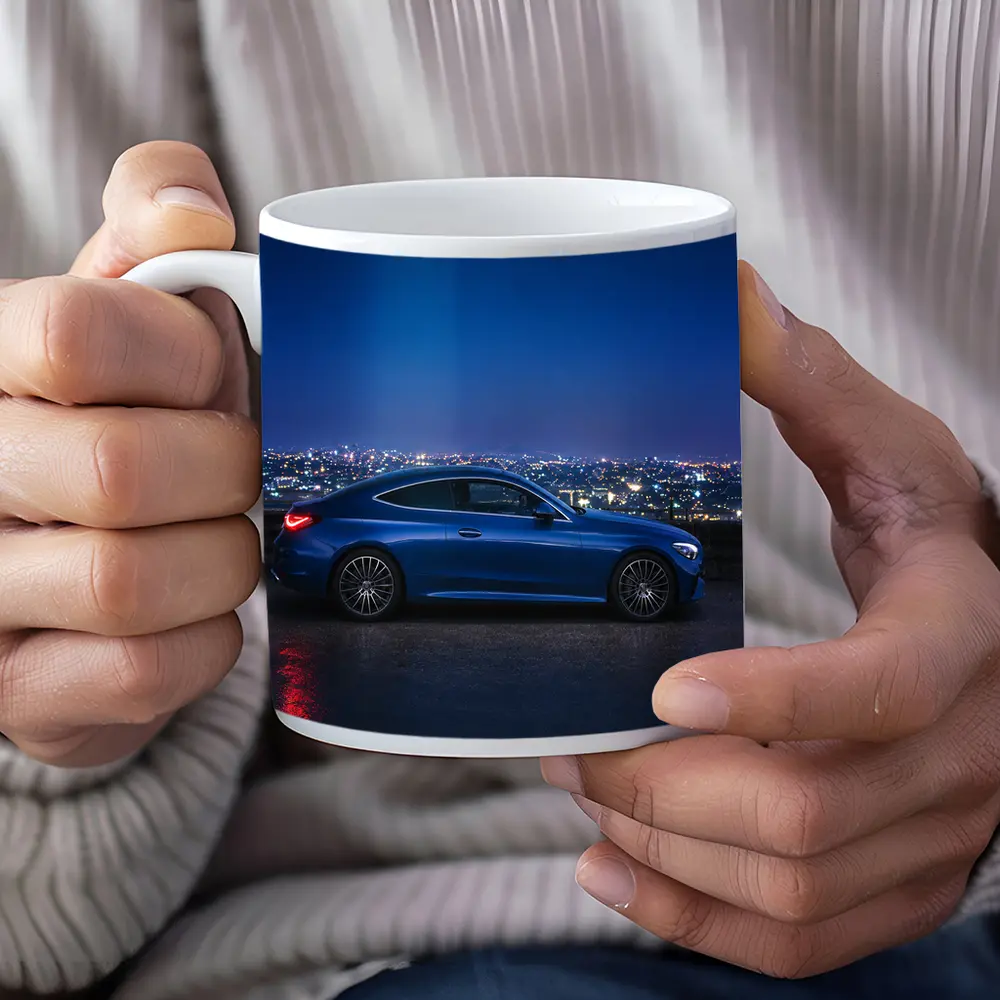 Mercedes C Class Blue Coupe City Night – Mugs