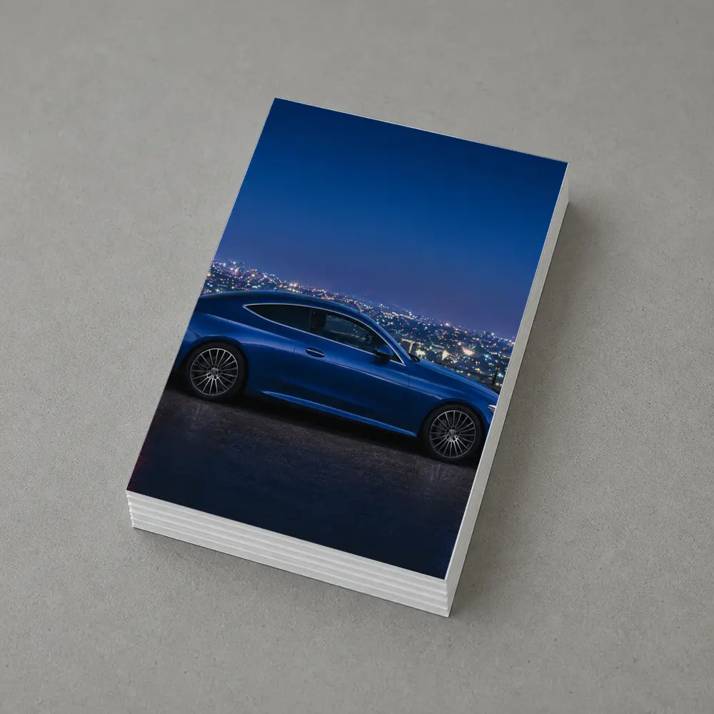 Mercedes C Class Blue Coupe City Night – Postcards