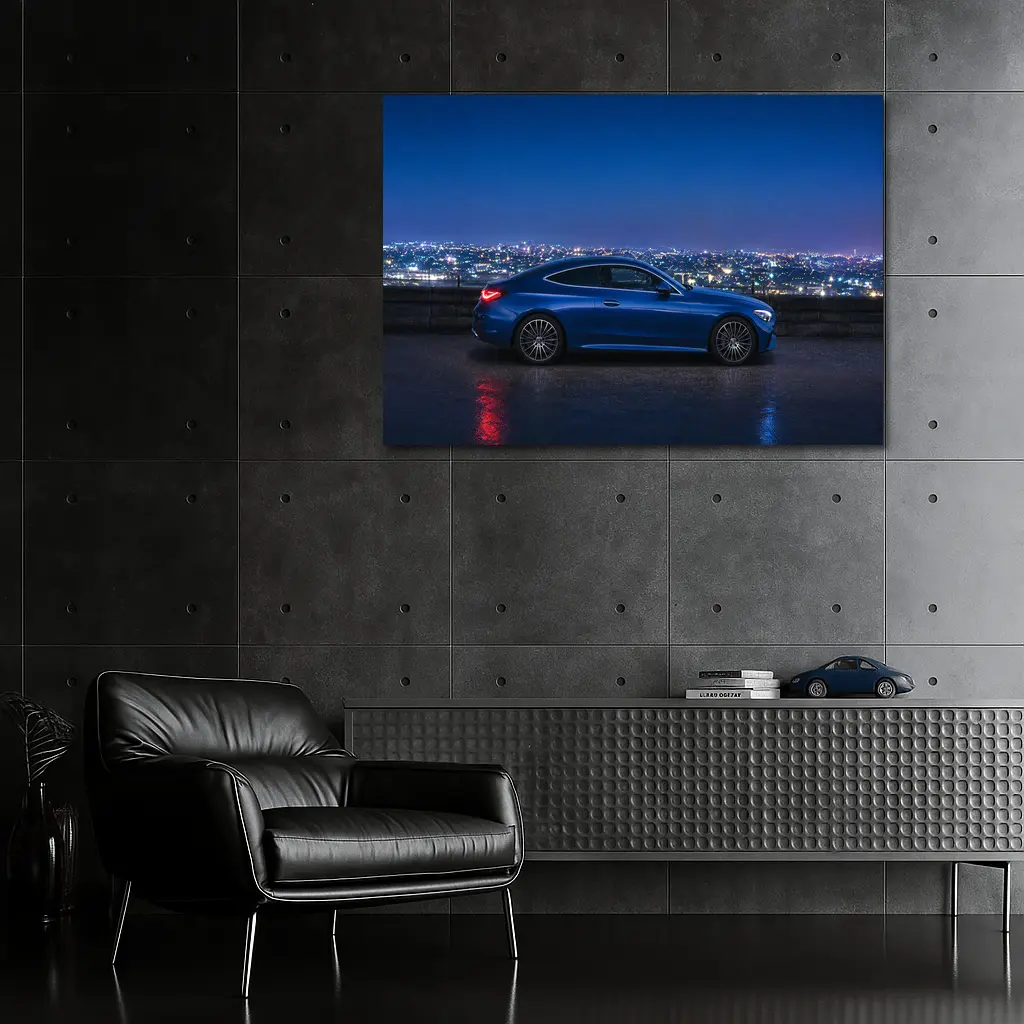 Mercedes C Class Blue Coupe City Night – Wall Art