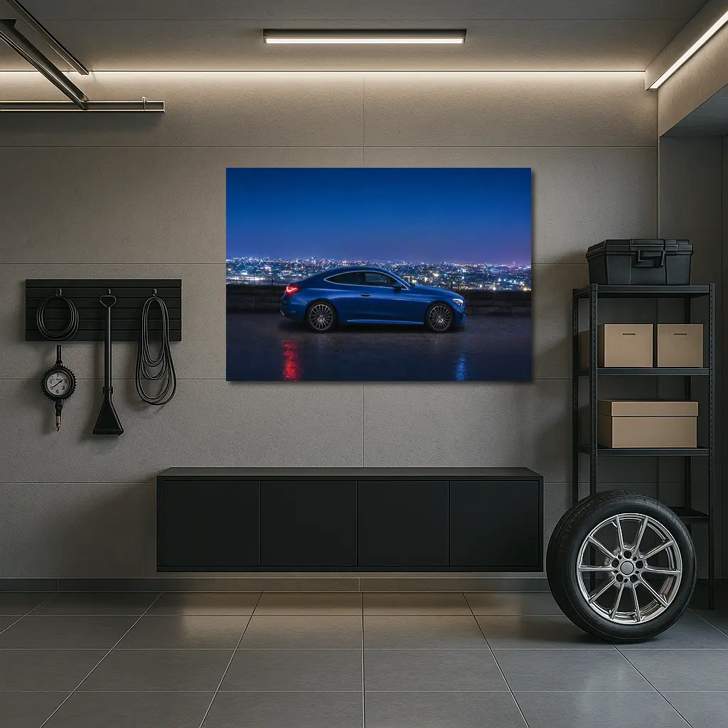 Mercedes C Class Blue Coupe City Night – Wall Art