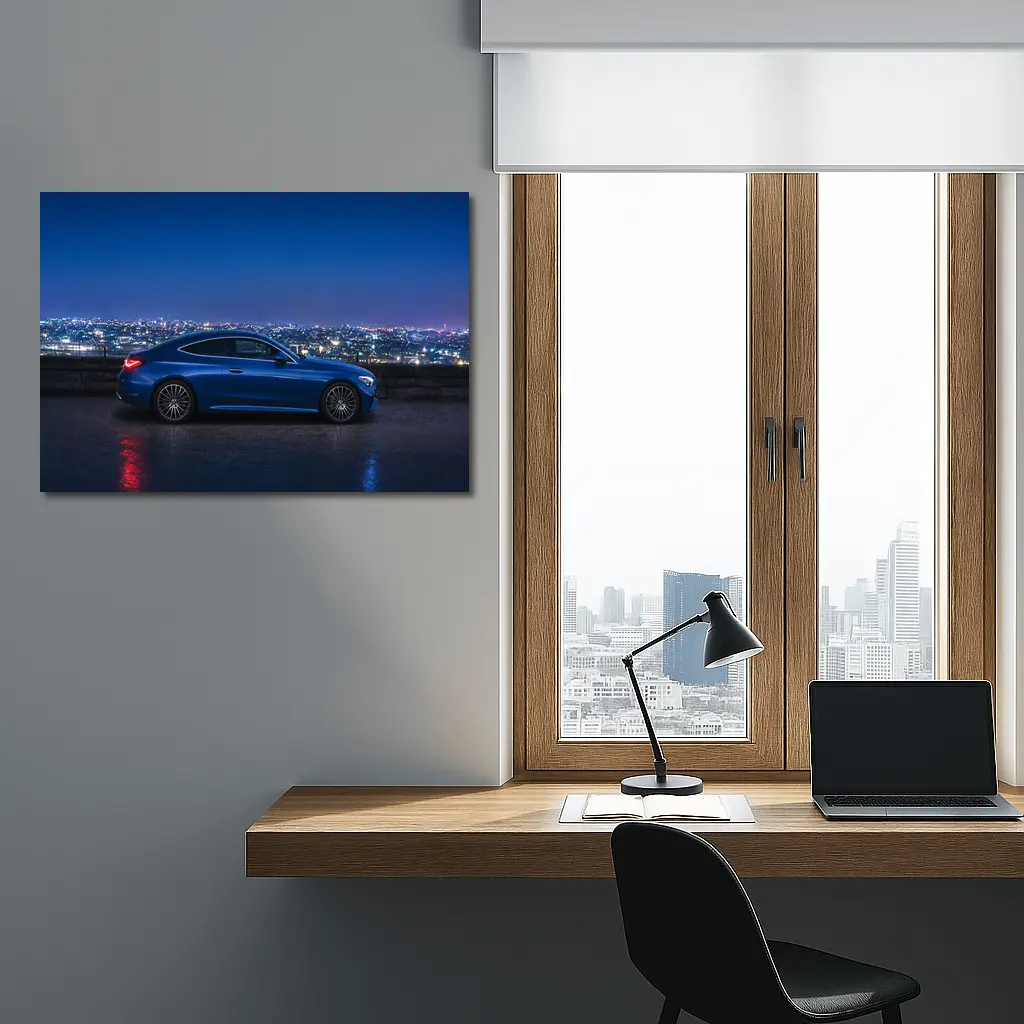 Mercedes C Class Blue Coupe City Night – Wall Art