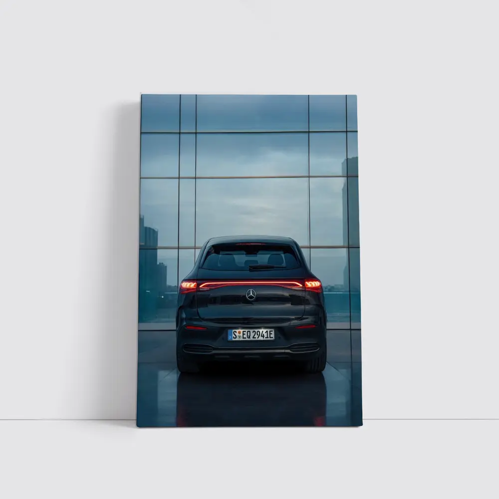Mercedes EQE Rear Glass Building Night – Wall Art
