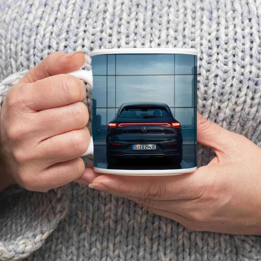 Mercedes EQE Rear Glass Building Night – Mugs