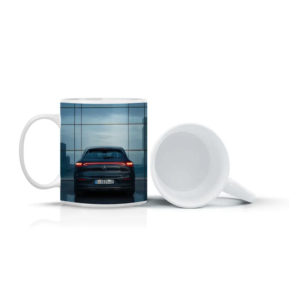 Mercedes EQE Rear Glass Building Night – Mugs