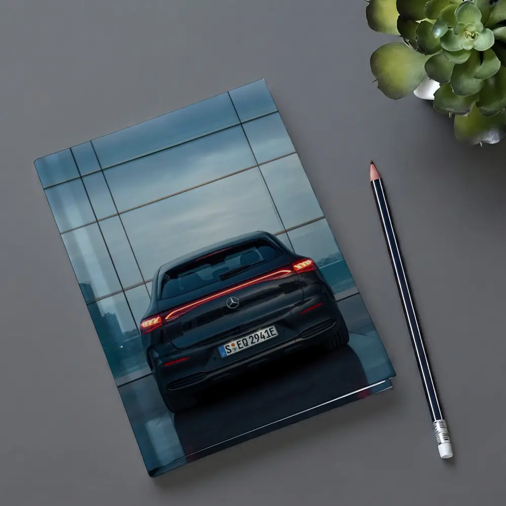 Mercedes EQE Rear Glass Building Night – Notebooks
