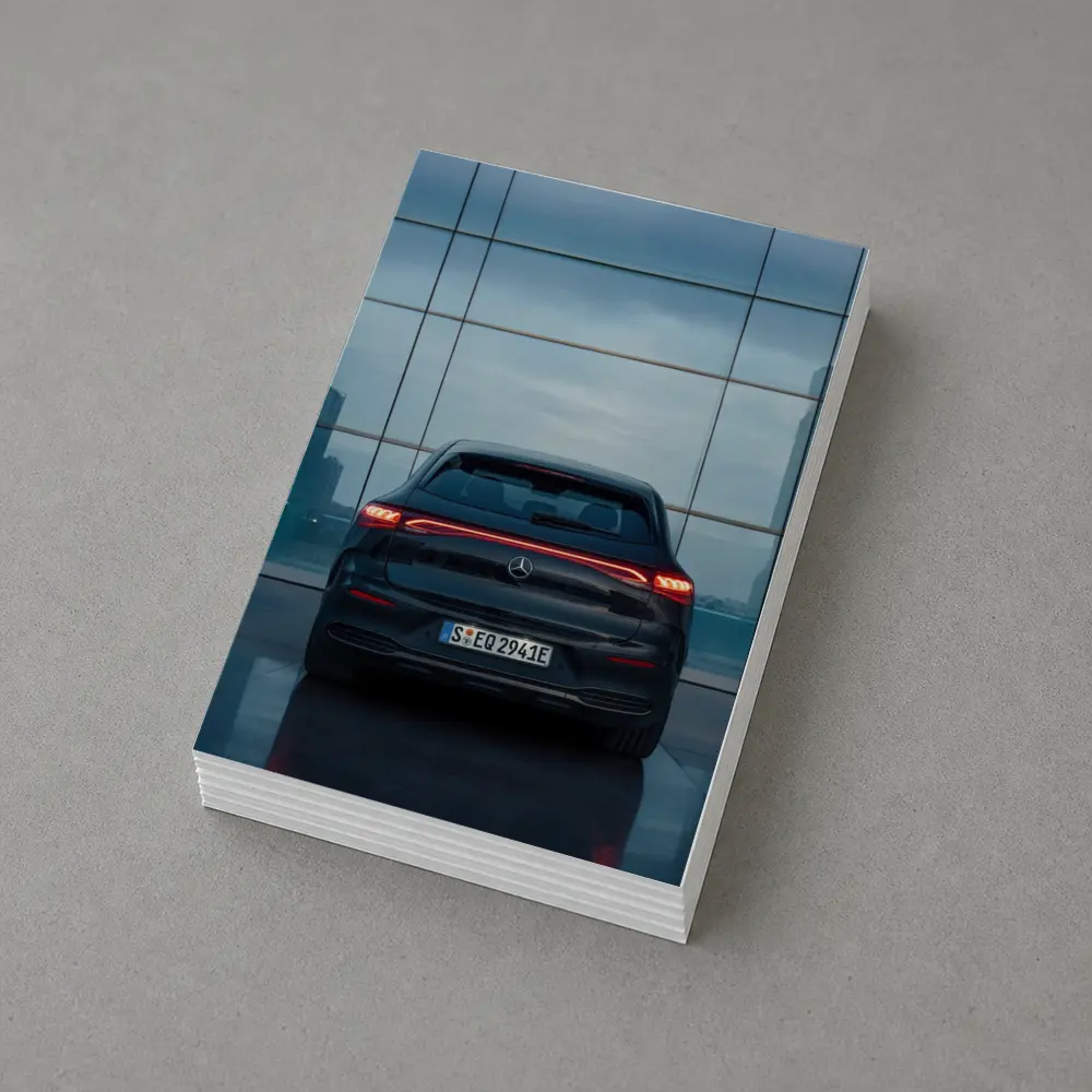 Mercedes EQE Rear Glass Building Night – Postcards