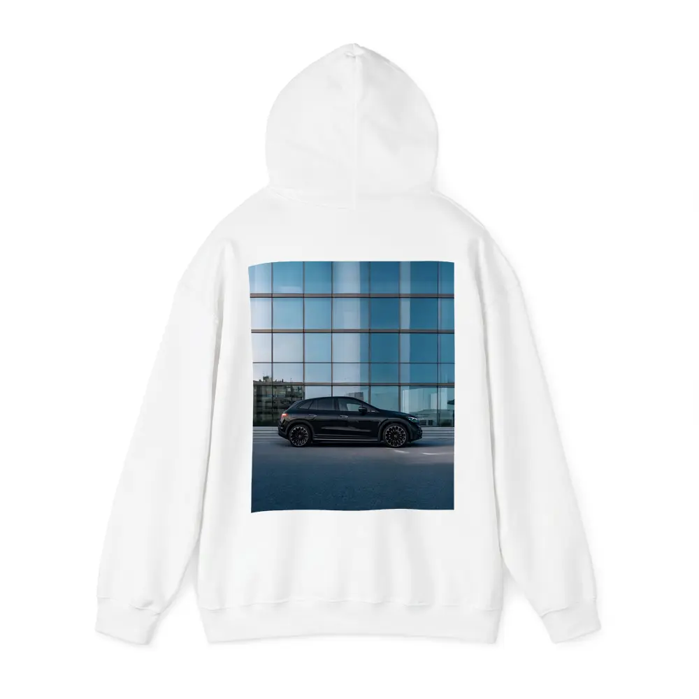 Black Mercedes EQE SUV Glass Building – Hoodies