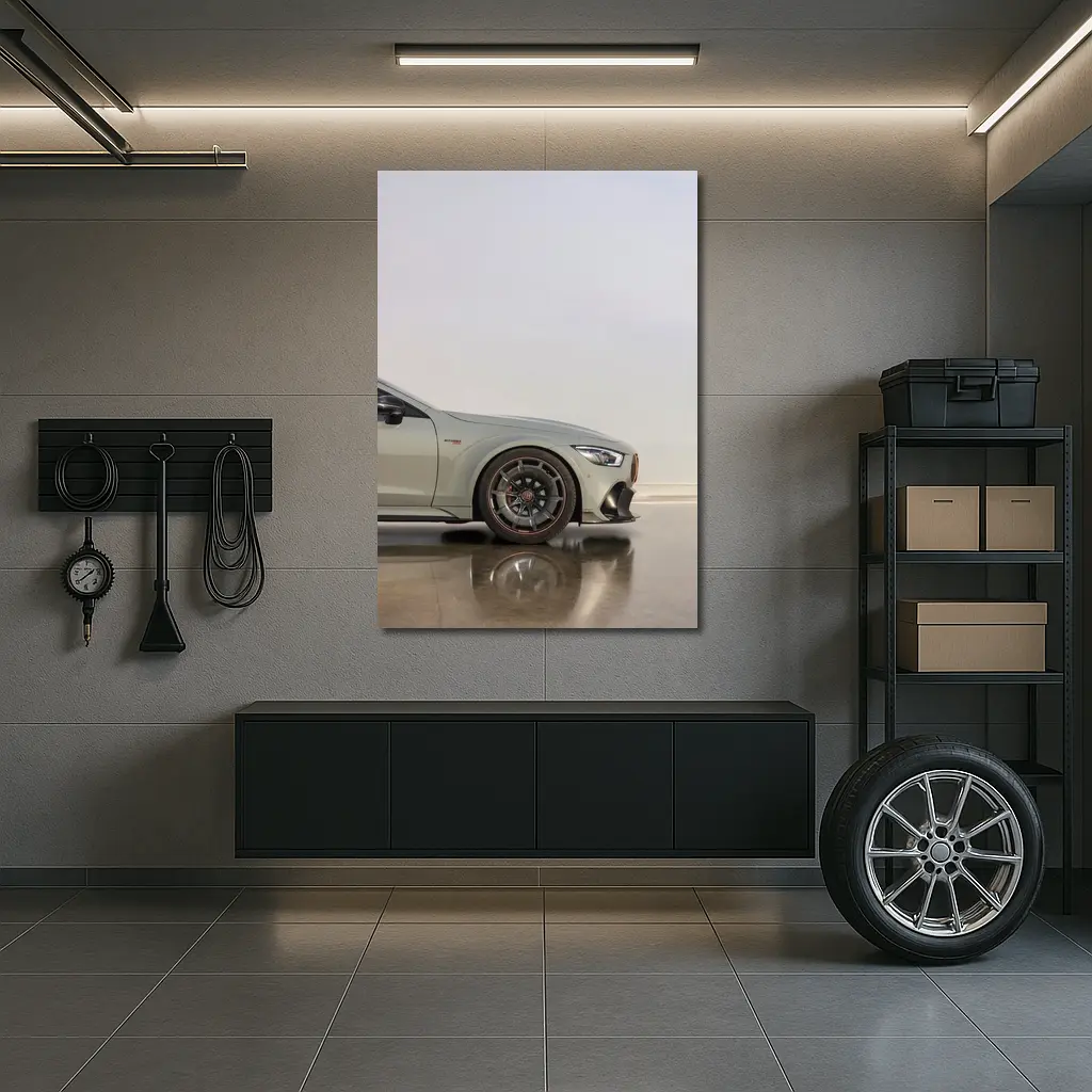 Mercedes AMG GT Silver Minimal Studio Shot – Wall Art