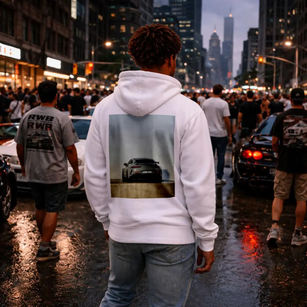 Mercedes AMG GT Rear View Gray Background – Hoodies