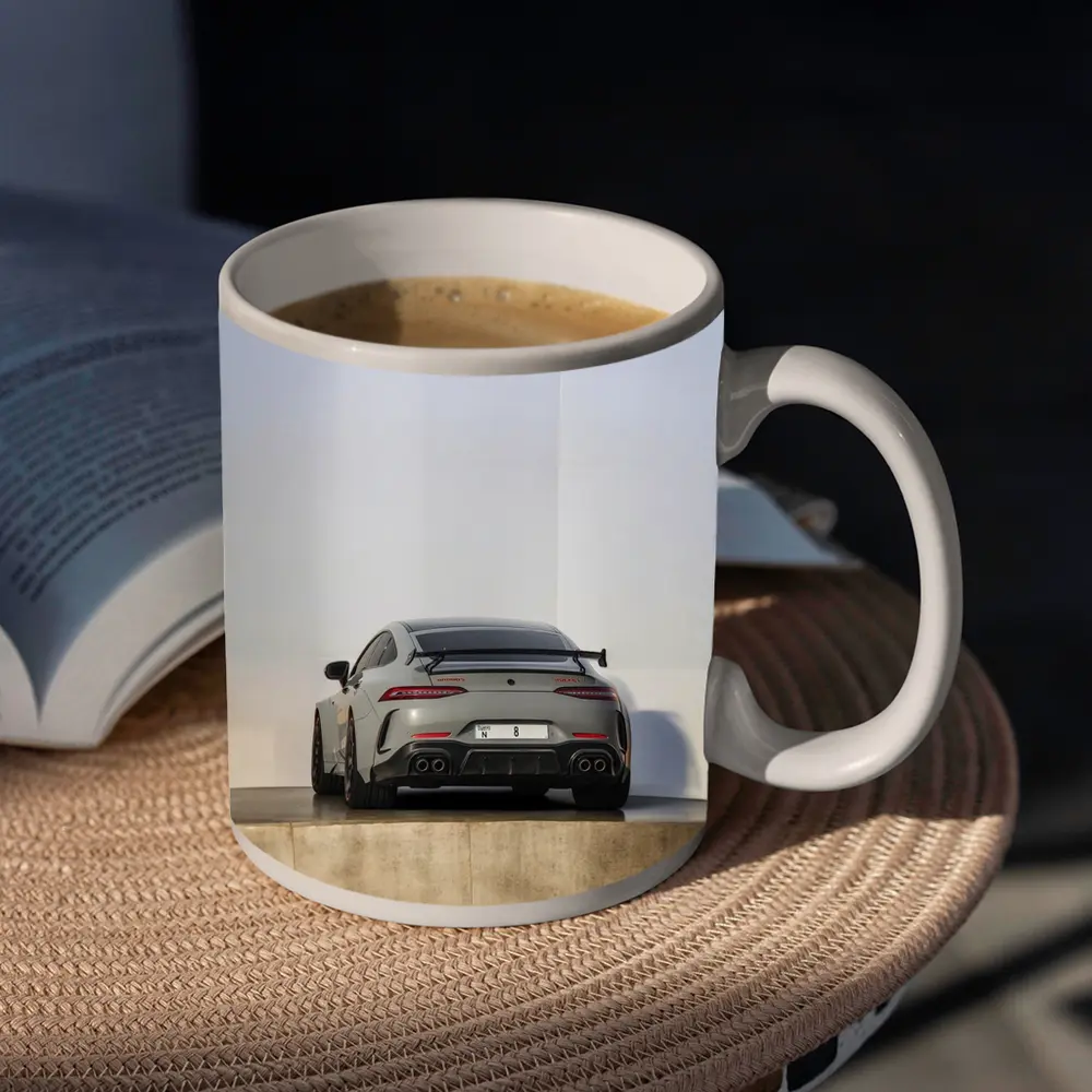 Mercedes AMG GT Rear View Gray Background – Mugs
