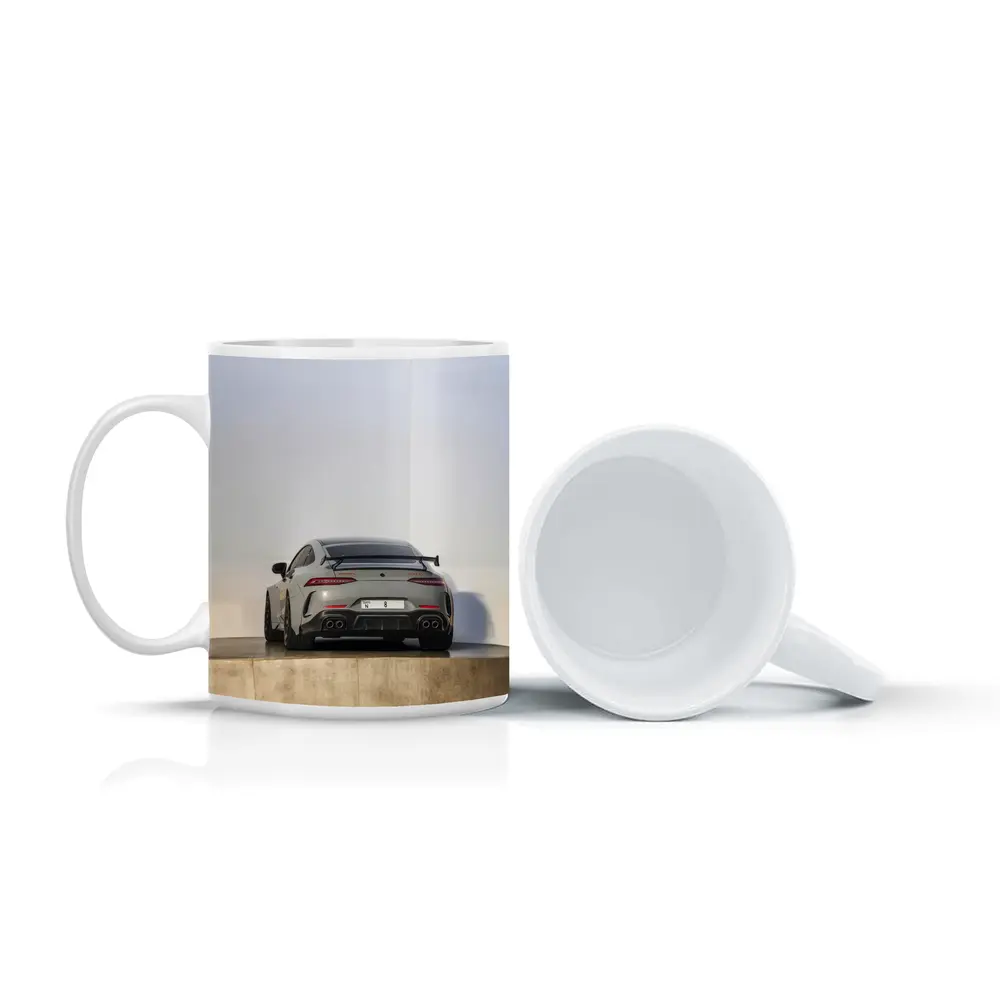 Mercedes AMG GT Rear View Gray Background – Mugs