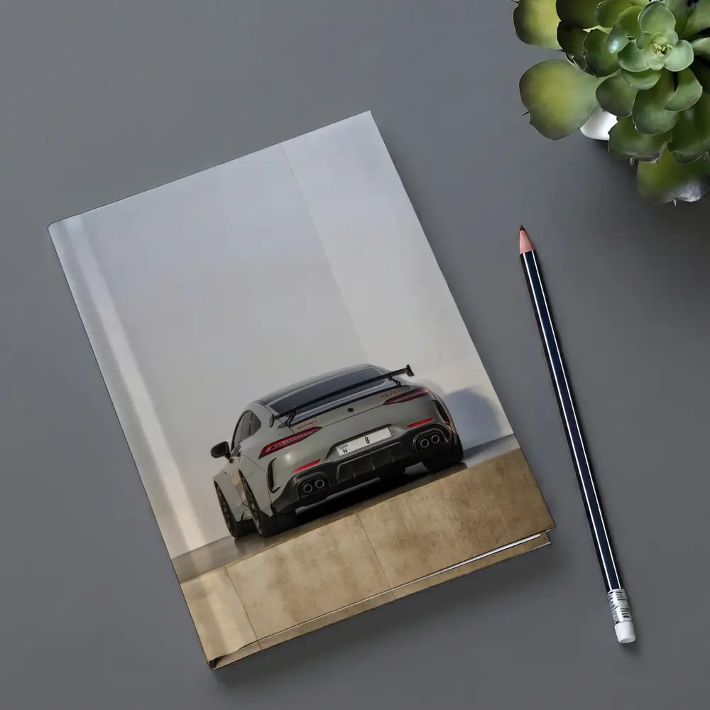 Mercedes AMG GT Rear View Gray Background – Notebooks