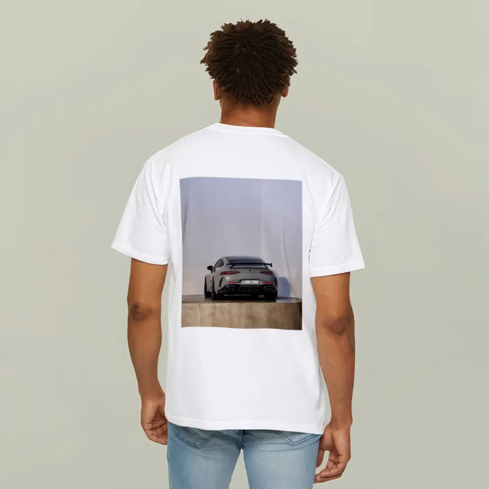 Mercedes AMG GT Rear View Gray Background – T-Shirts