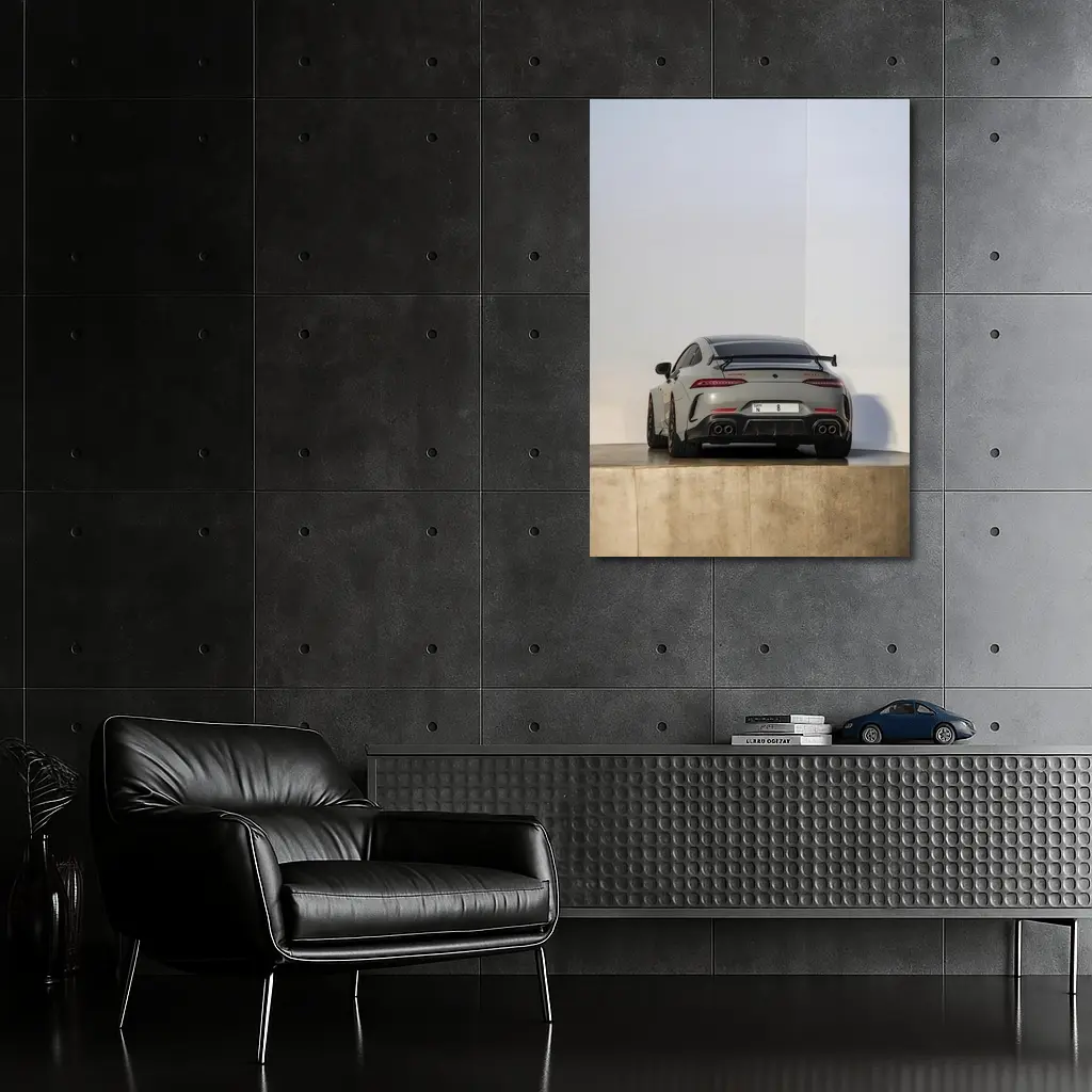 Mercedes AMG GT Rear View Gray Background – Wall Art