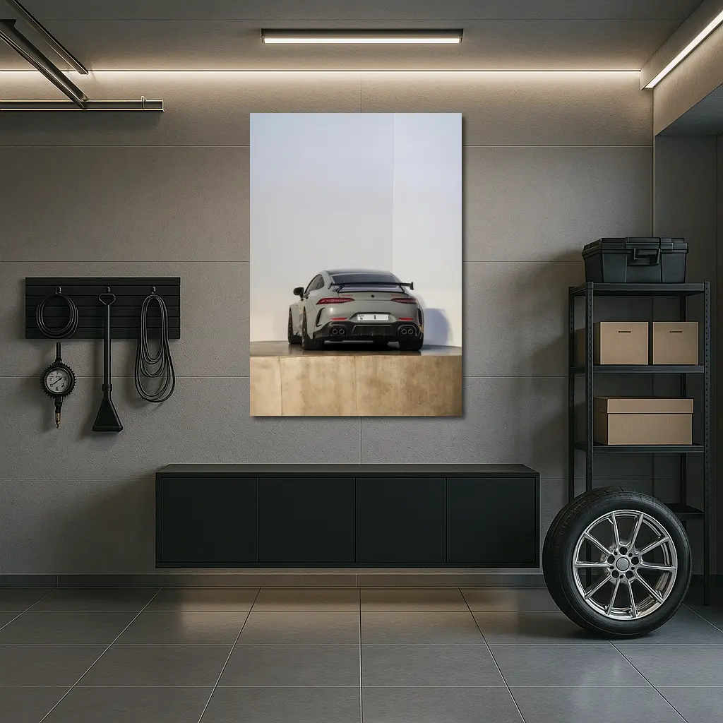 Mercedes AMG GT Rear View Gray Background – Wall Art