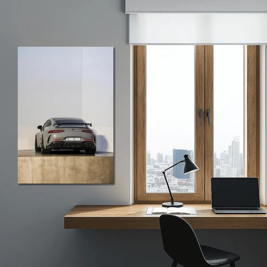 Mercedes AMG GT Rear View Gray Background – Wall Art