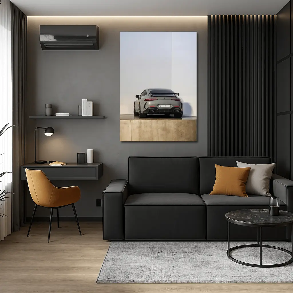 Mercedes AMG GT Rear View Gray Background – Wall Art