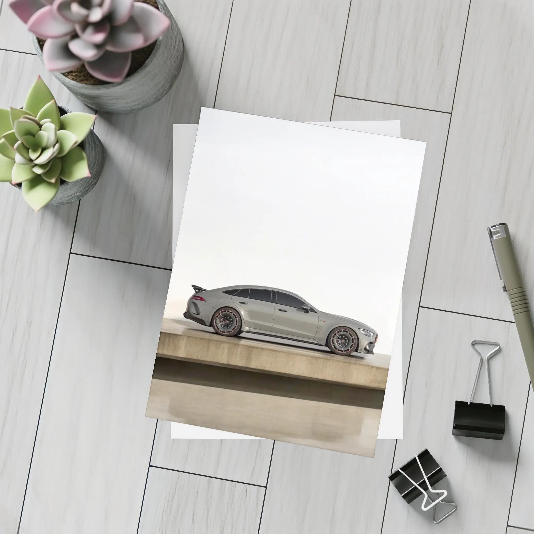 Mercedes AMG GT Side Profile Gray Studio – Postcards