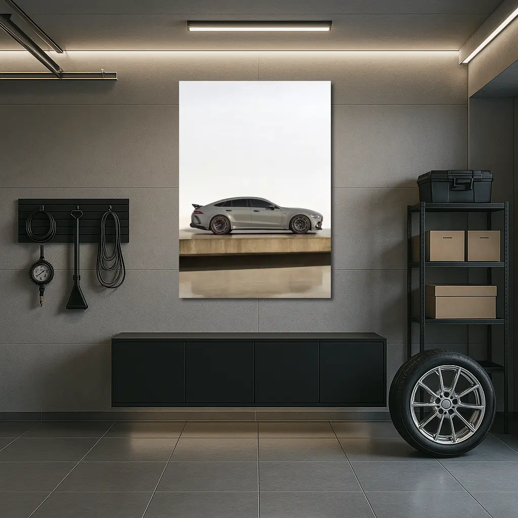 Mercedes AMG GT Side Profile Gray Studio – Wall Art
