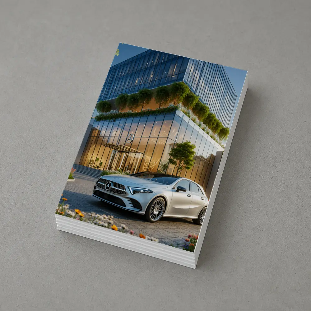 Mercedes A Class Outside Modern Glass Building – Postcards