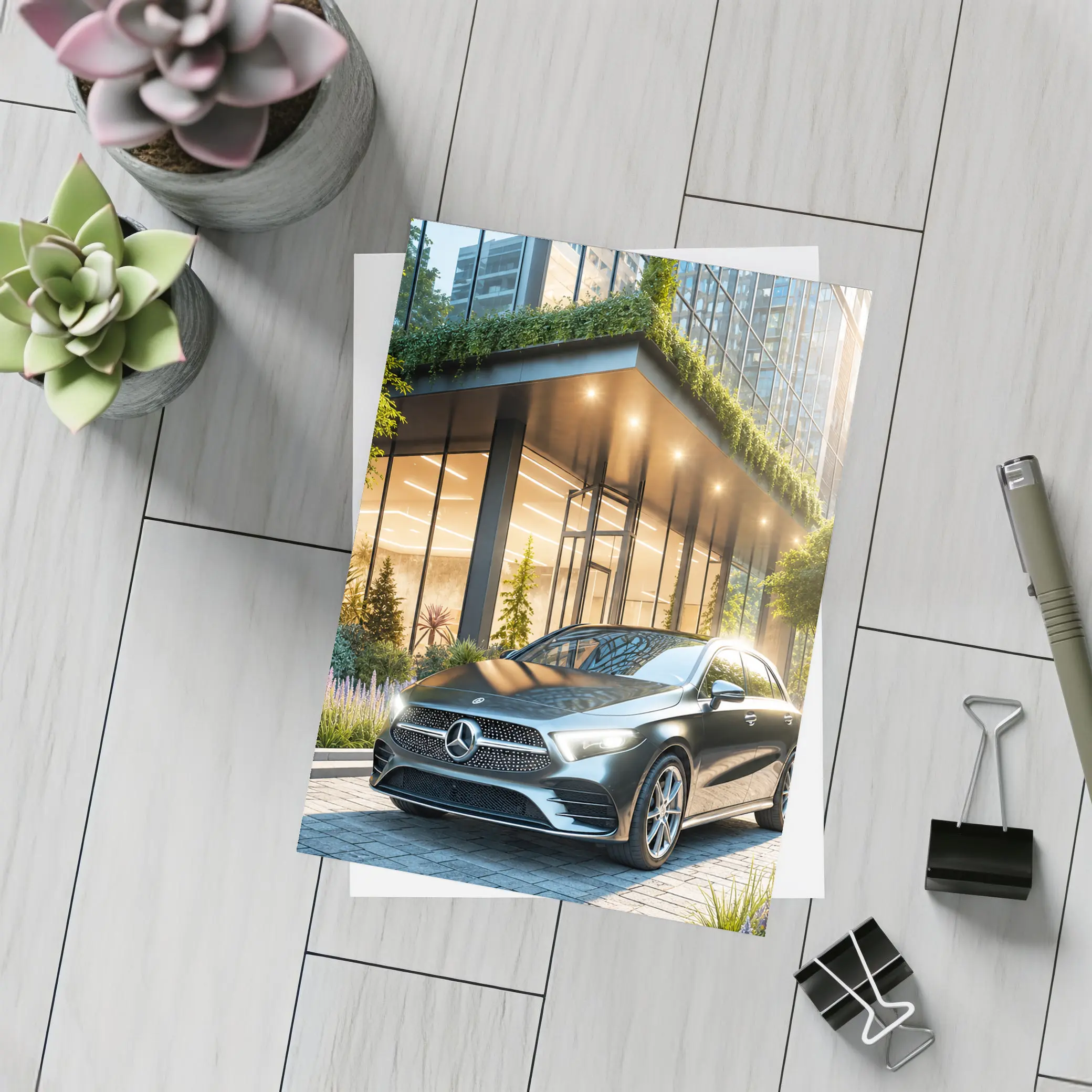 Mercedes Benz A Class Urban Building Setting – Postcards