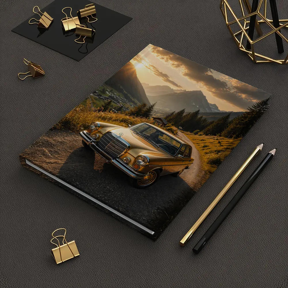Mercedes Classic Coupe Mountain Sunset Road – Notebooks