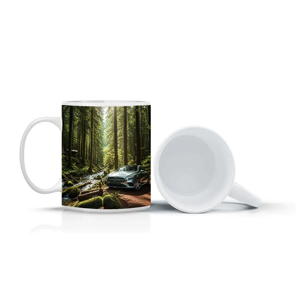 Mercedes A Class Silver Forest Stream Scene – Mugs