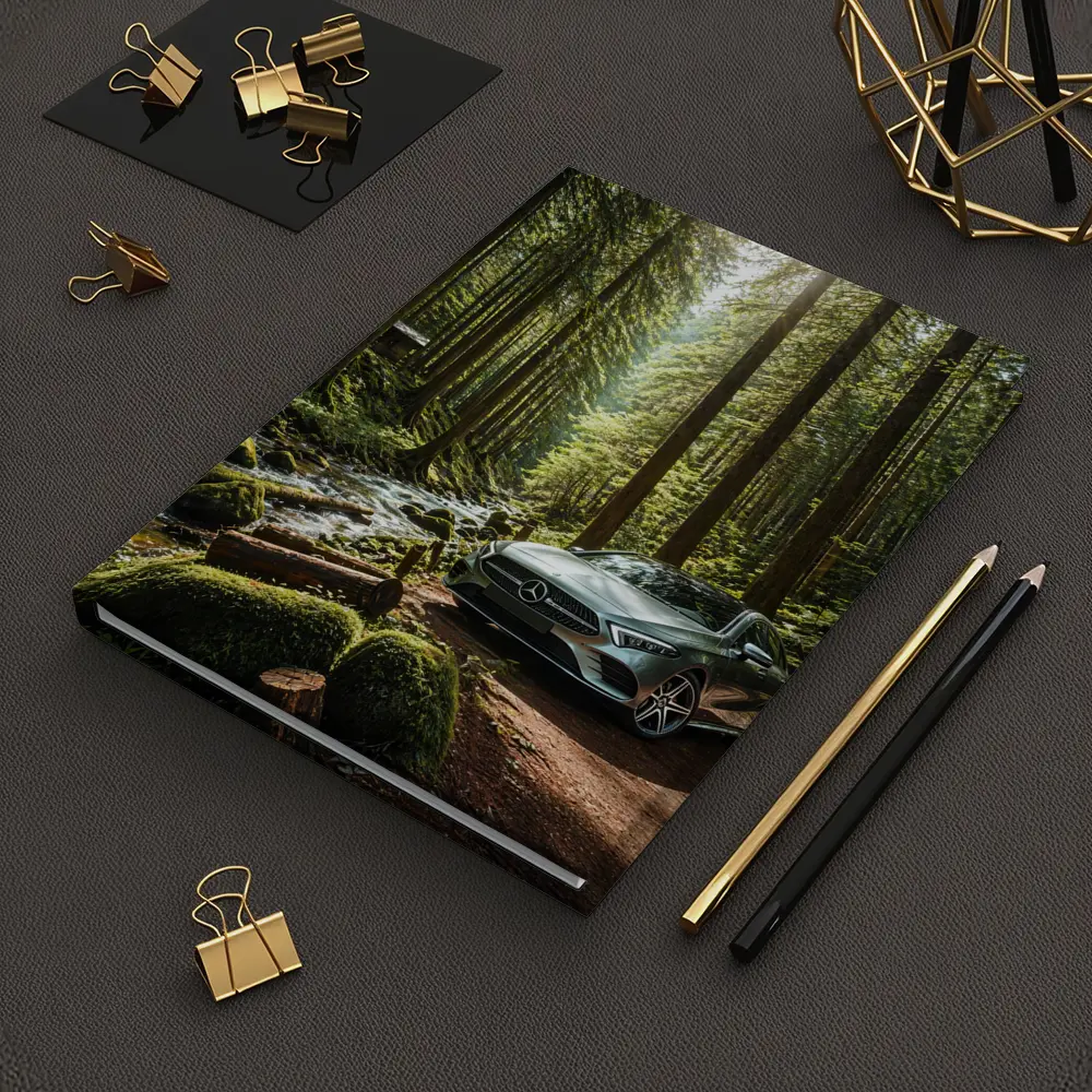 Mercedes A Class Silver Forest Stream Scene – Notebooks
