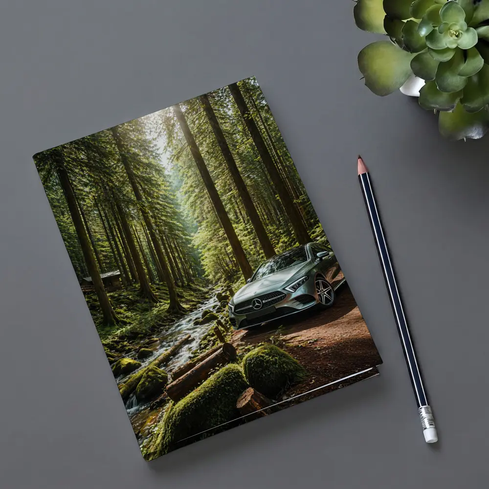 Mercedes A Class Silver Forest Stream Scene – Notebooks
