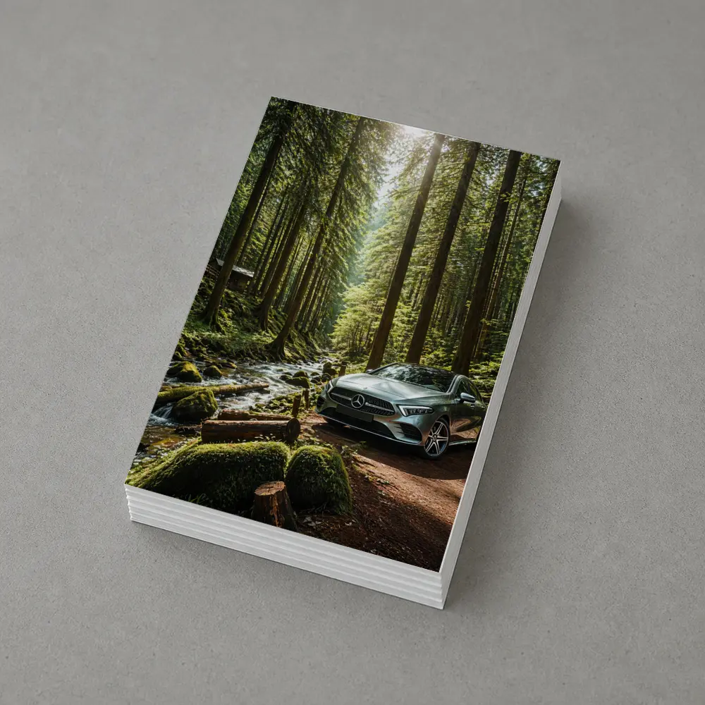 Mercedes A Class Silver Forest Stream Scene – Postcards