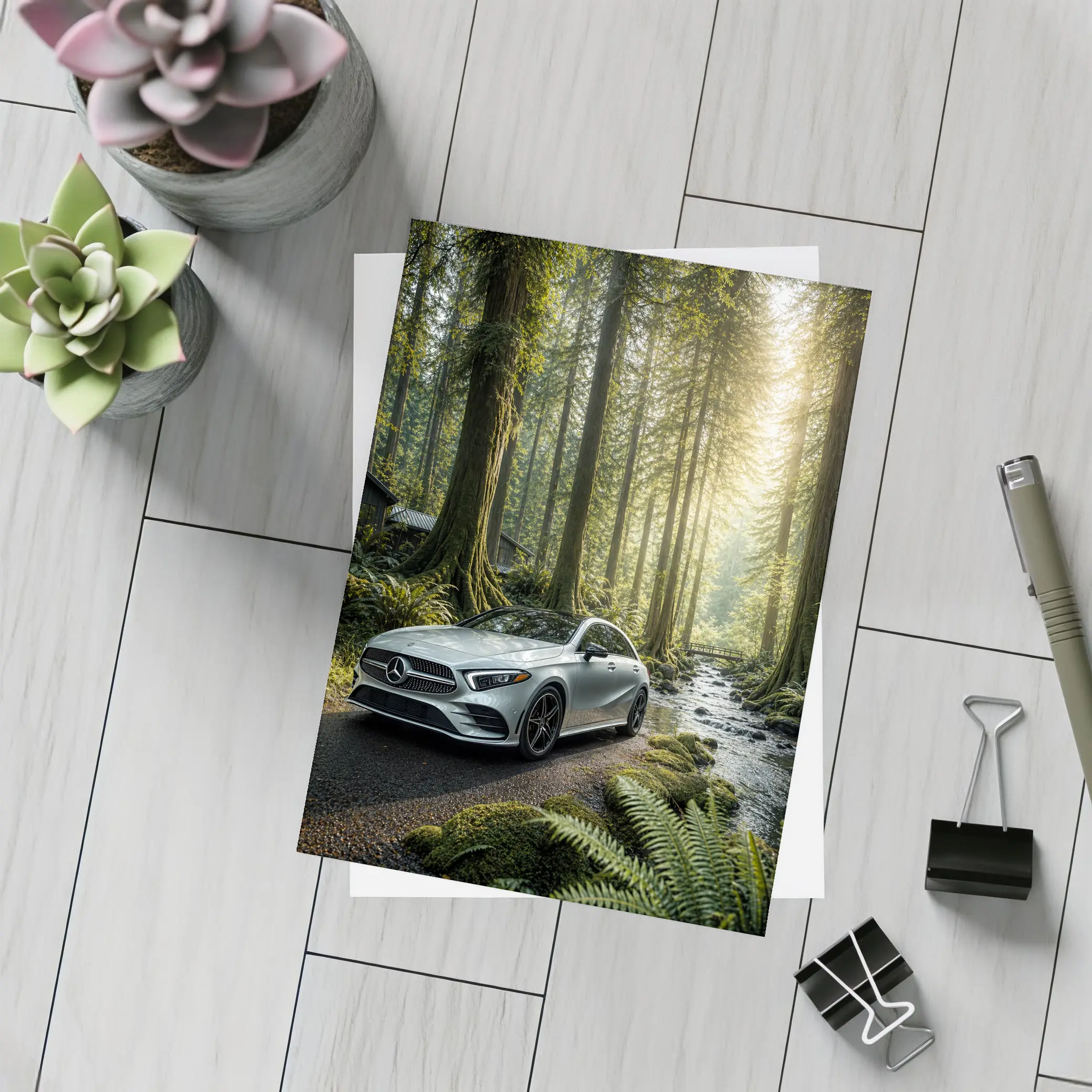 Mercedes Benz A Class Forest Road Scene – Postcards