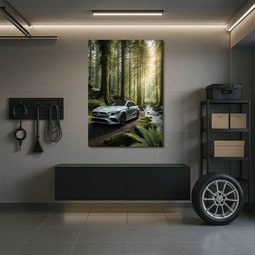 Mercedes Benz A Class Forest Road Scene – Wall Art