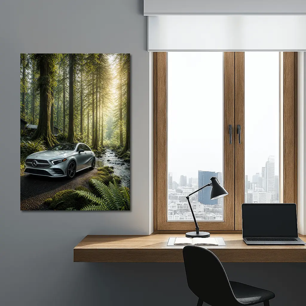 Mercedes Benz A Class Forest Road Scene – Wall Art