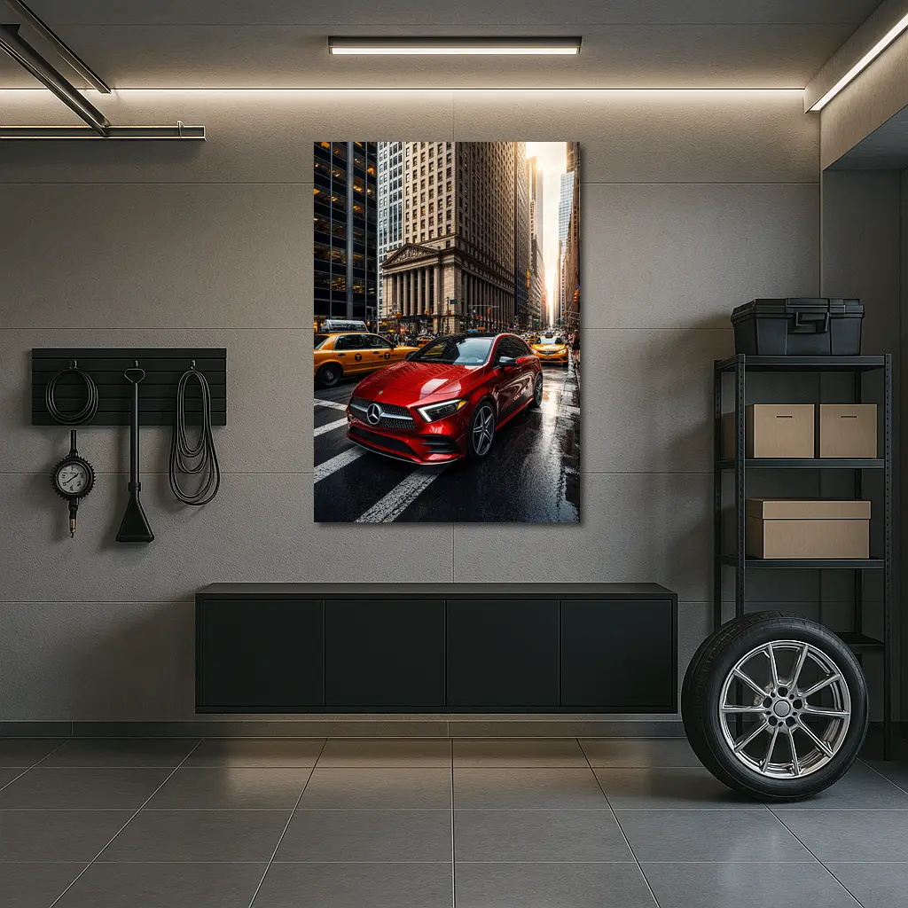 Mercedes Benz A Class Red New York City – Wall Art