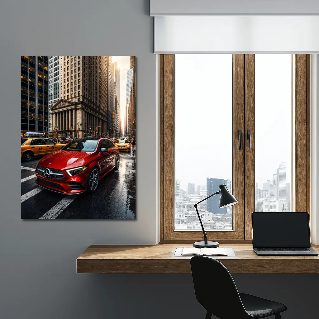 Mercedes Benz A Class Red New York City – Wall Art