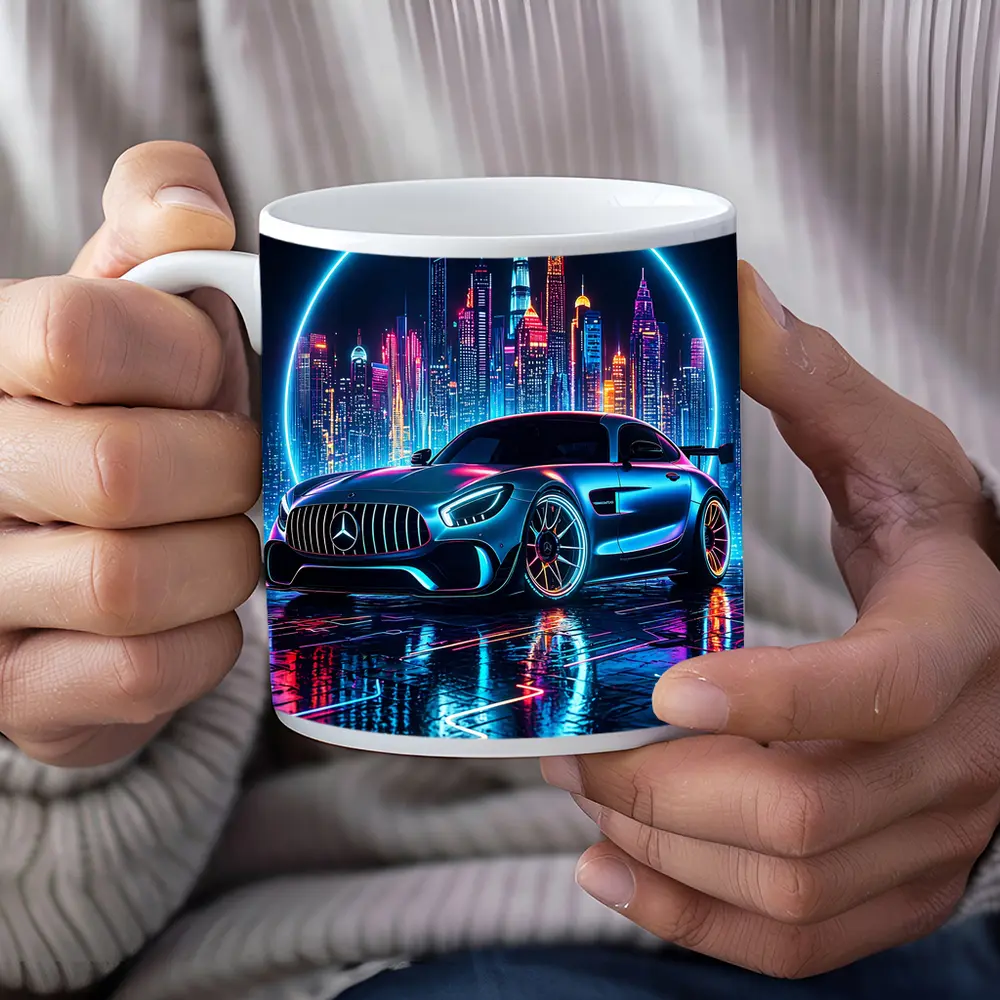 Mercedes AMG GT Neon City Night Art – Mugs