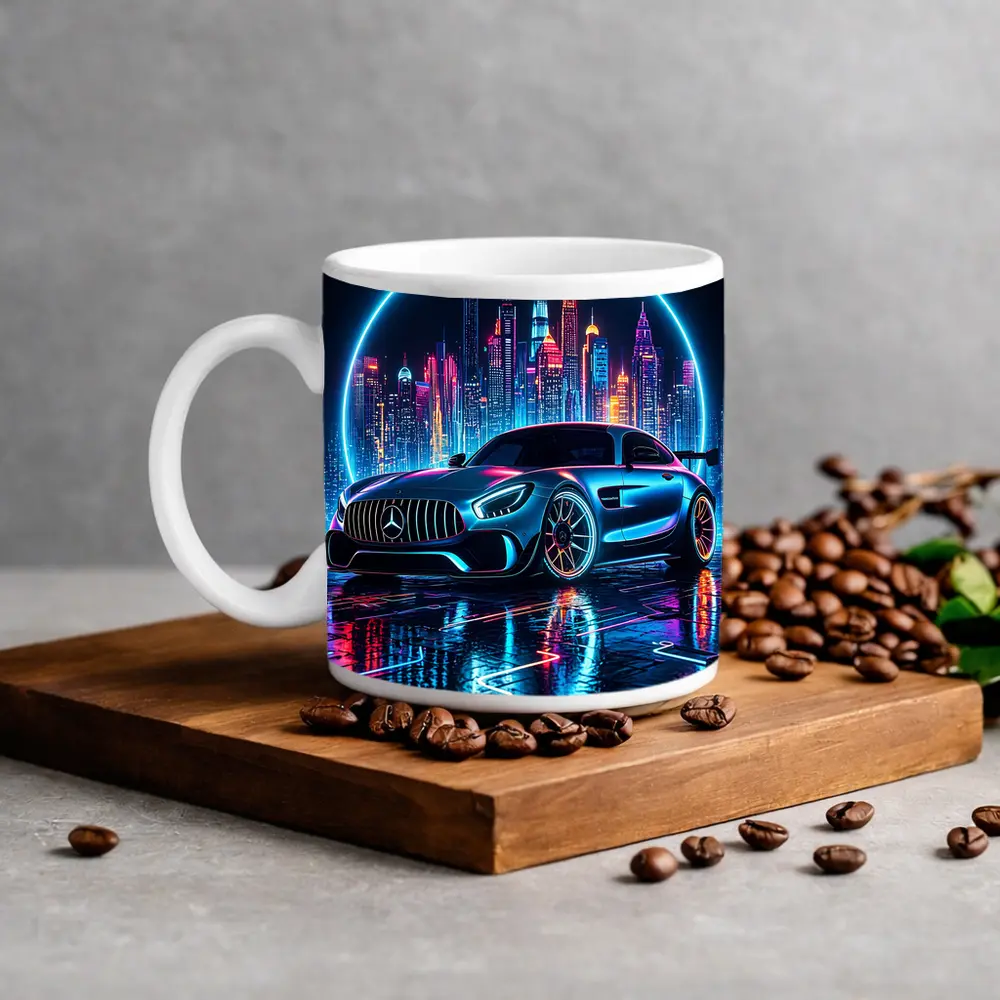 Mercedes AMG GT Neon City Night Art – Mugs