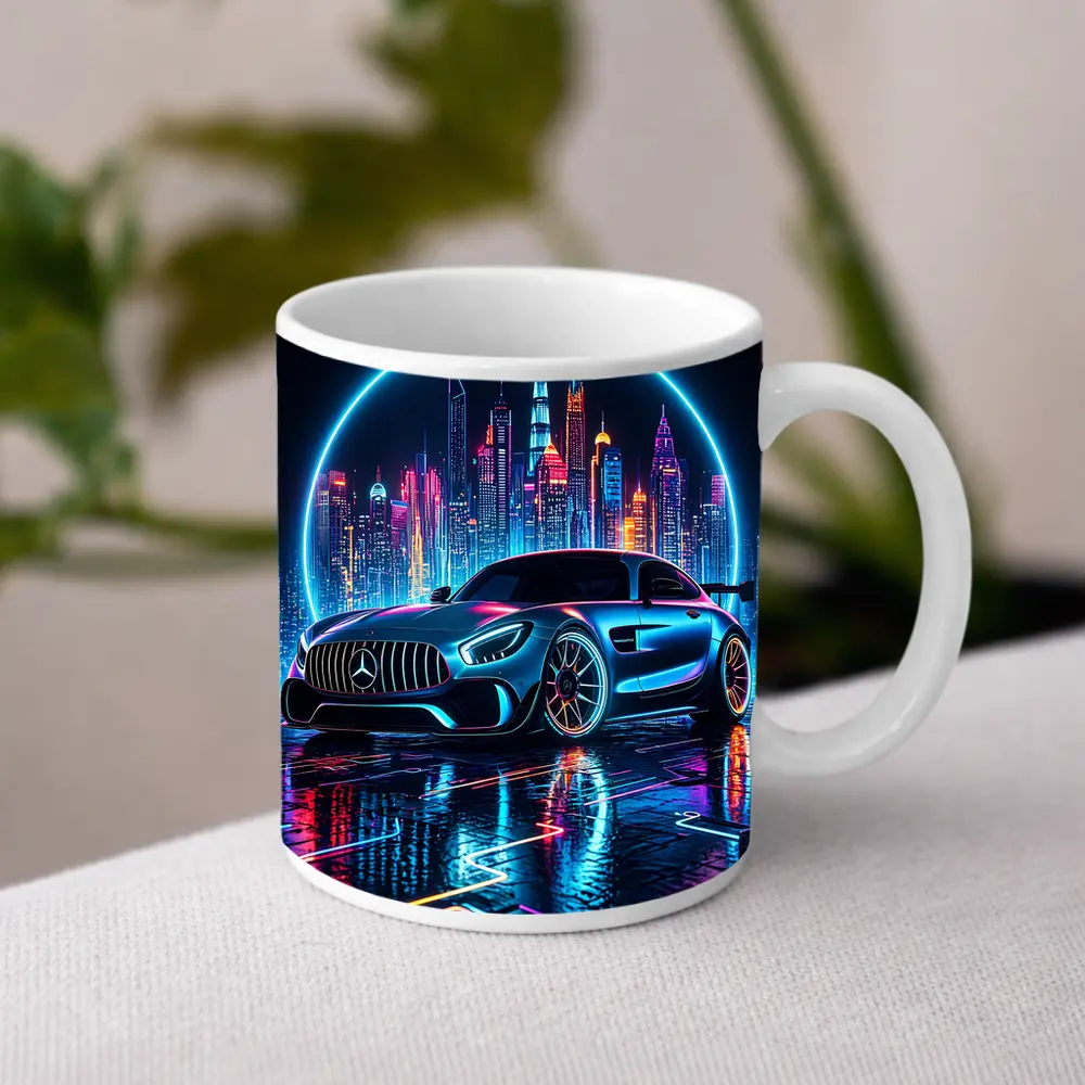 Mercedes AMG GT Neon City Night Art – Mugs