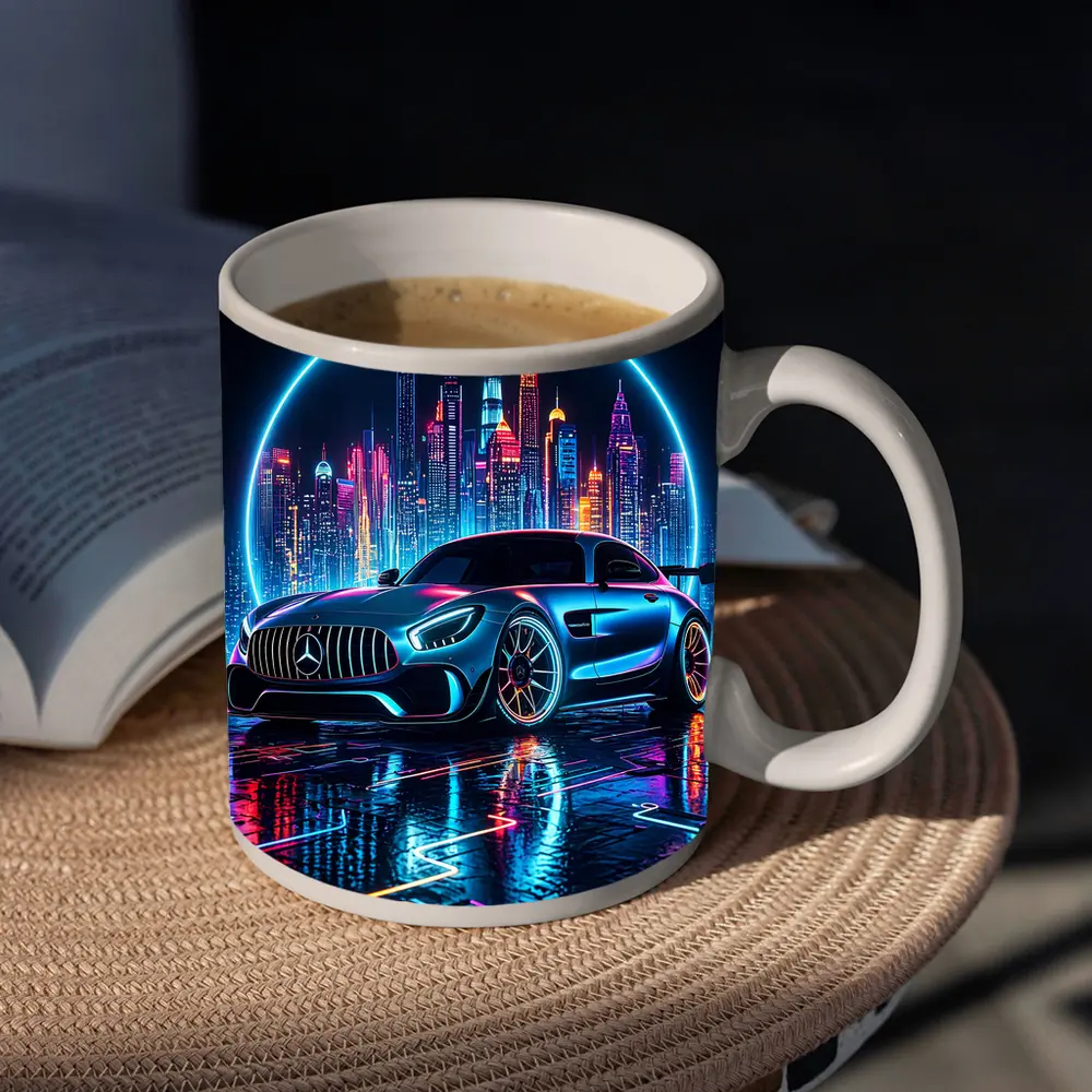 Mercedes AMG GT Neon City Night Art – Mugs