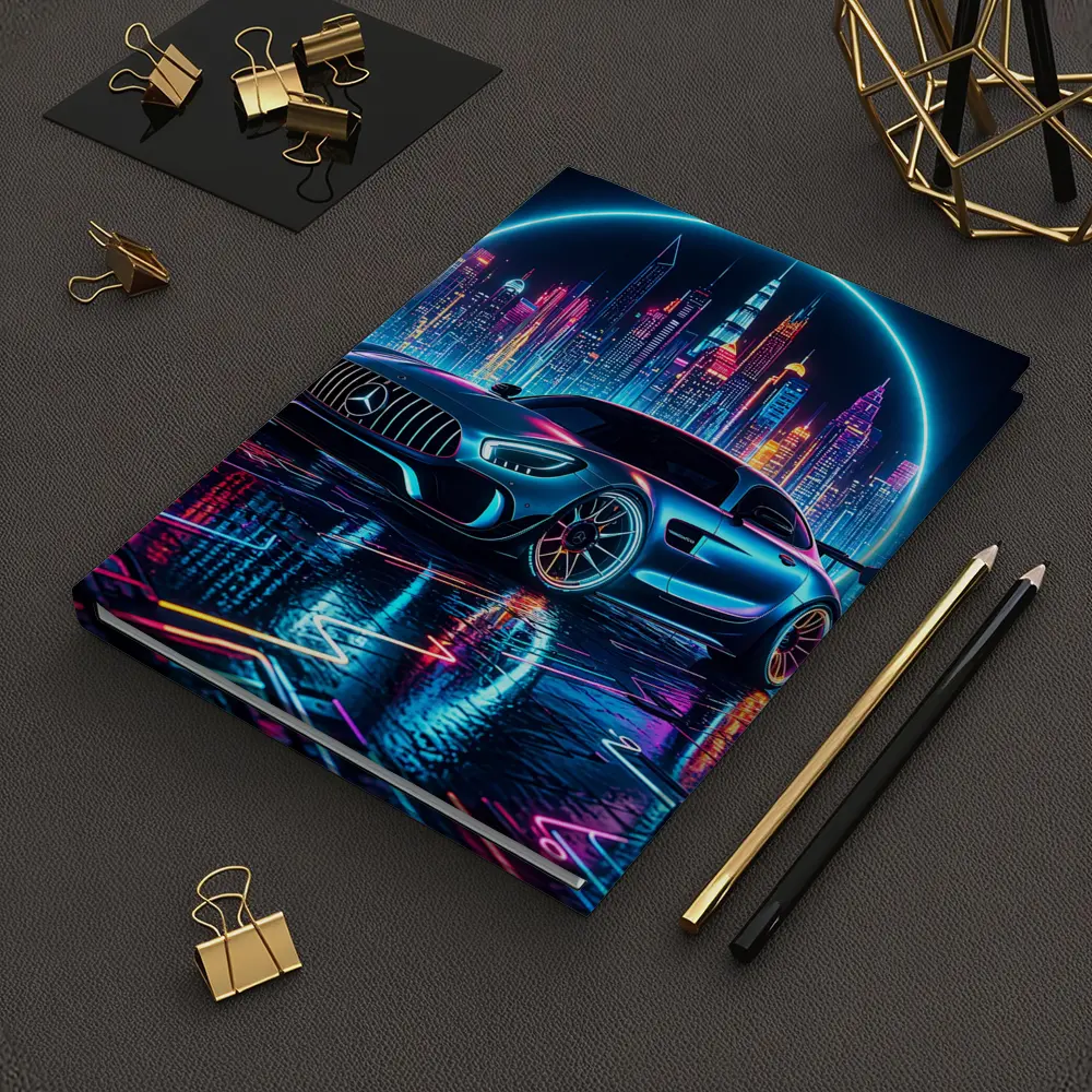 Mercedes AMG GT Neon City Night Art – Notebooks
