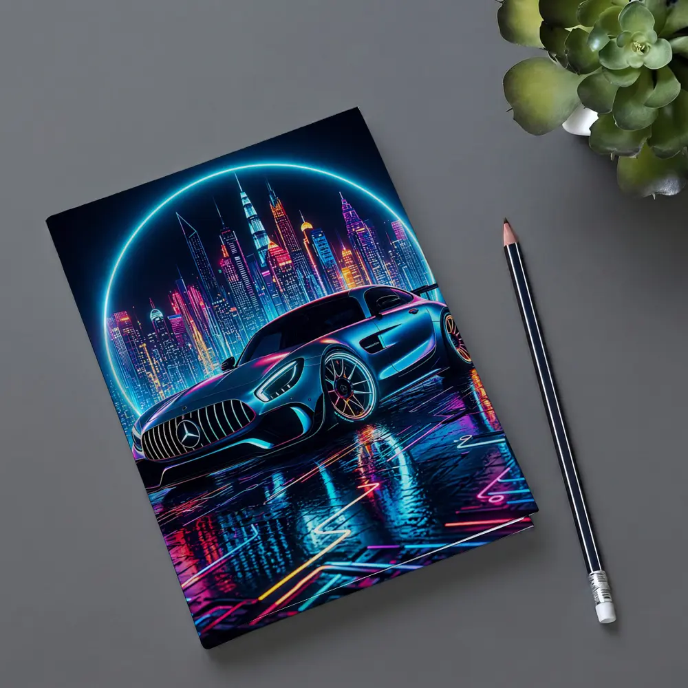 Mercedes AMG GT Neon City Night Art – Notebooks