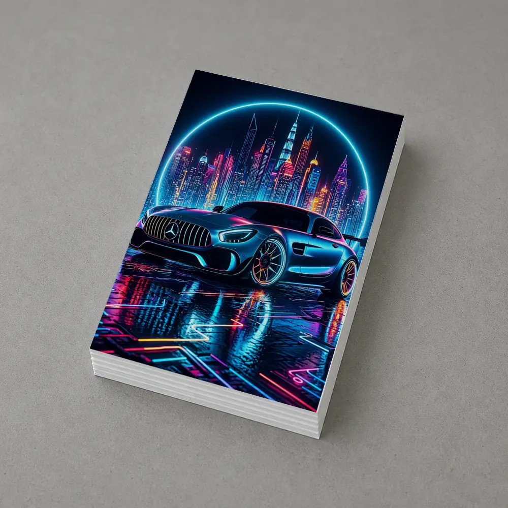 Mercedes AMG GT Neon City Night Art – Postcards