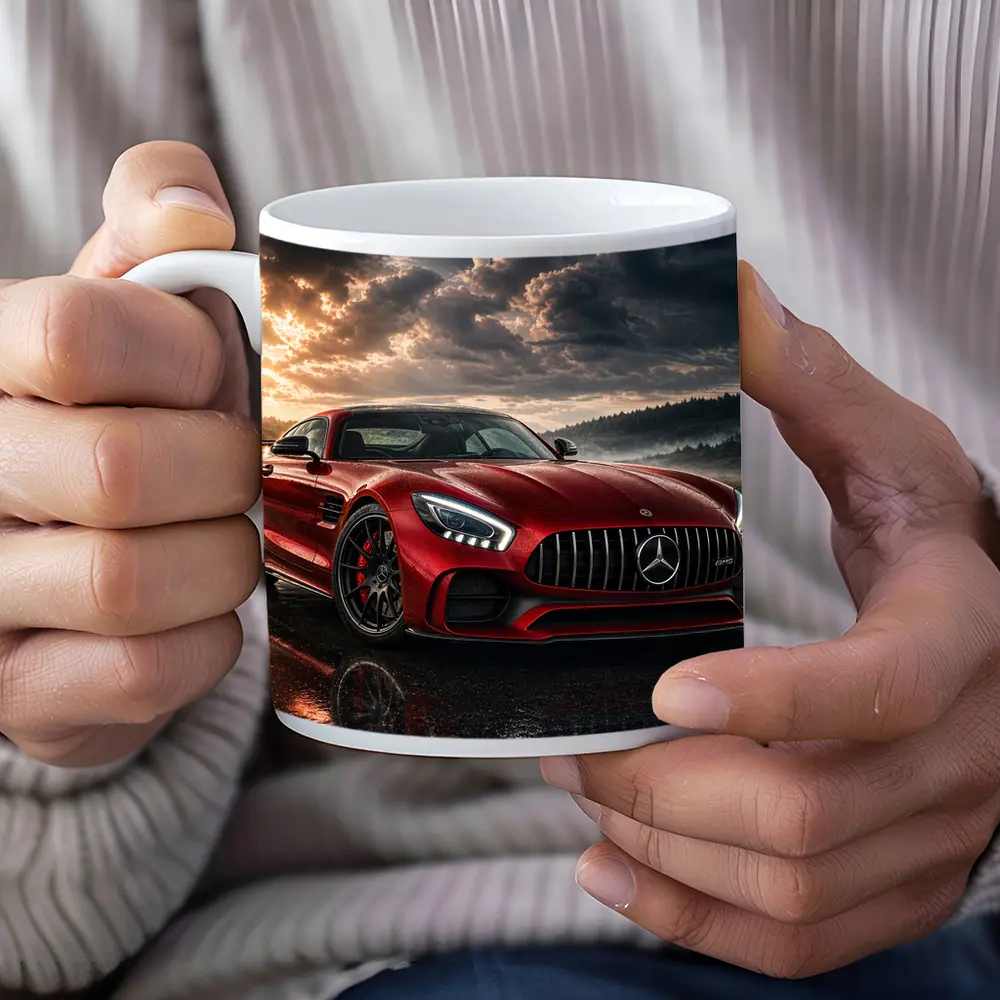 Mercedes AMG GT Red Wet Road Clouds – Mugs