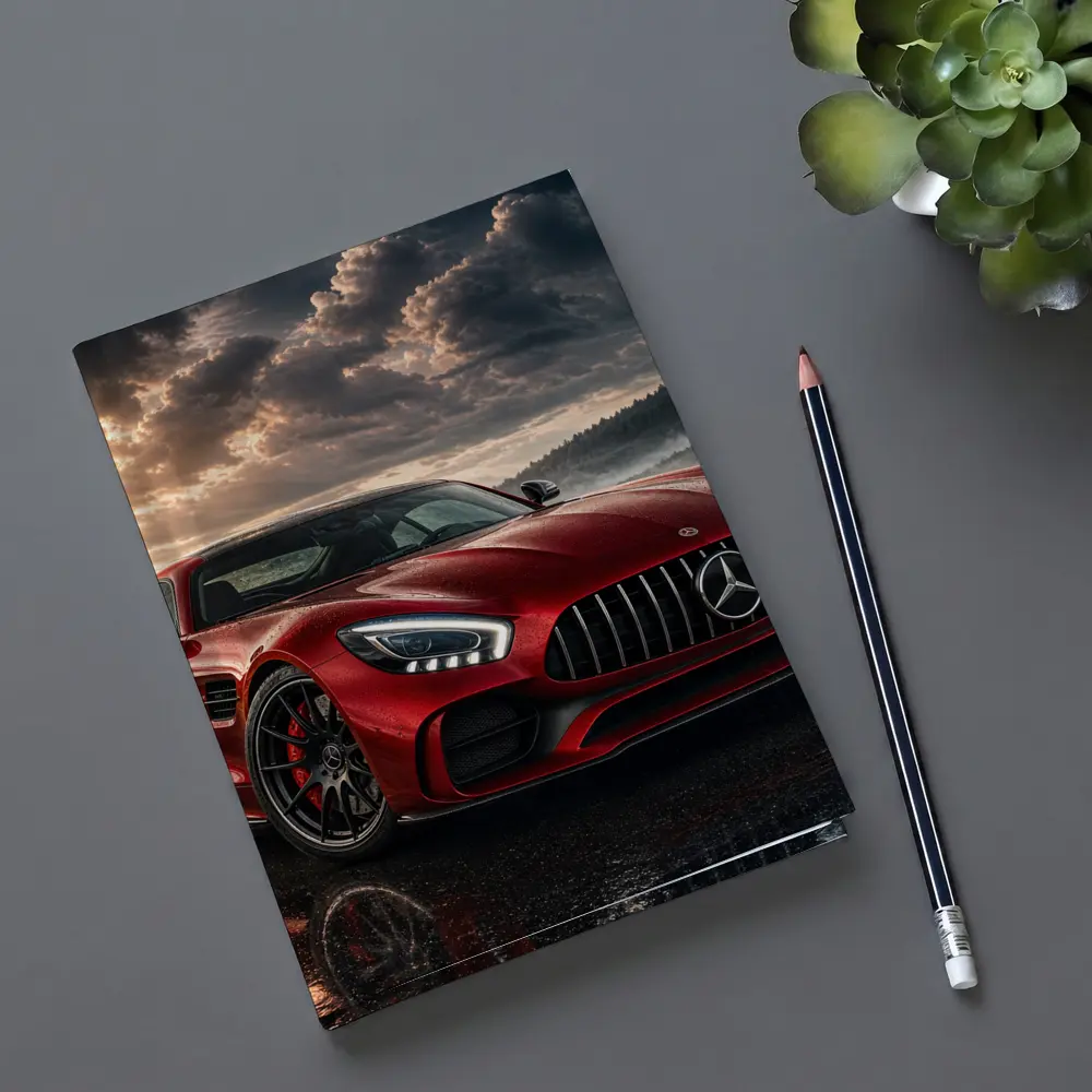 Mercedes AMG GT Red Wet Road Clouds – Notebooks