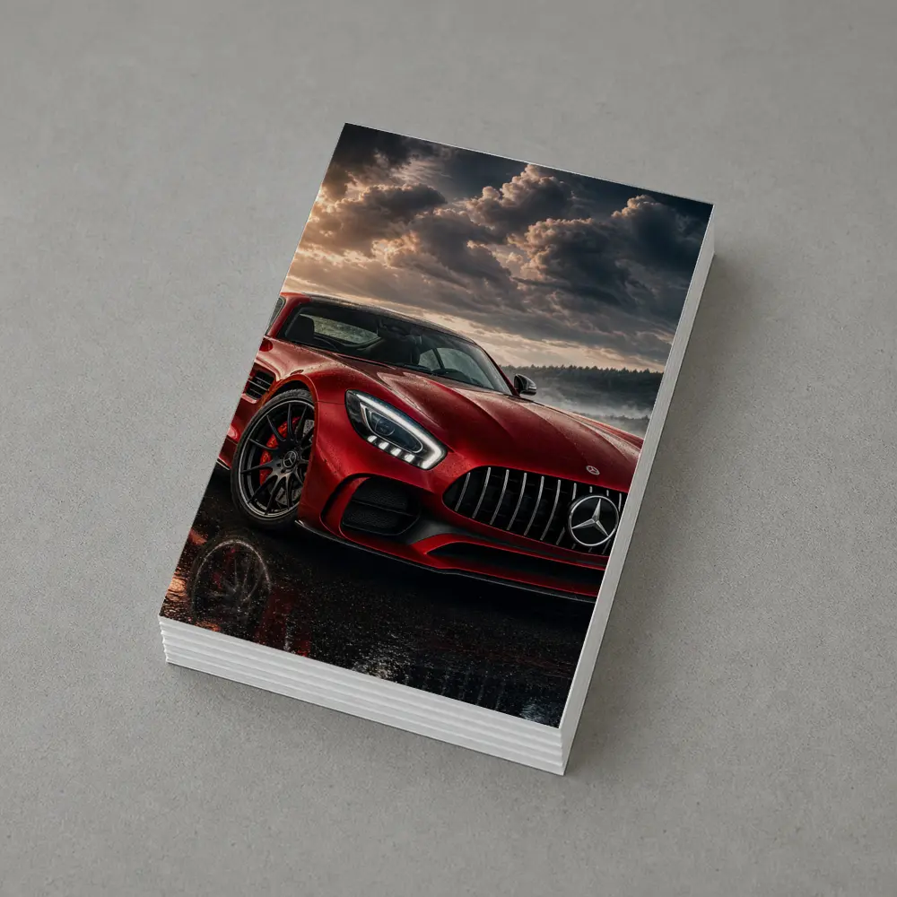 Mercedes AMG GT Red Wet Road Clouds – Postcards