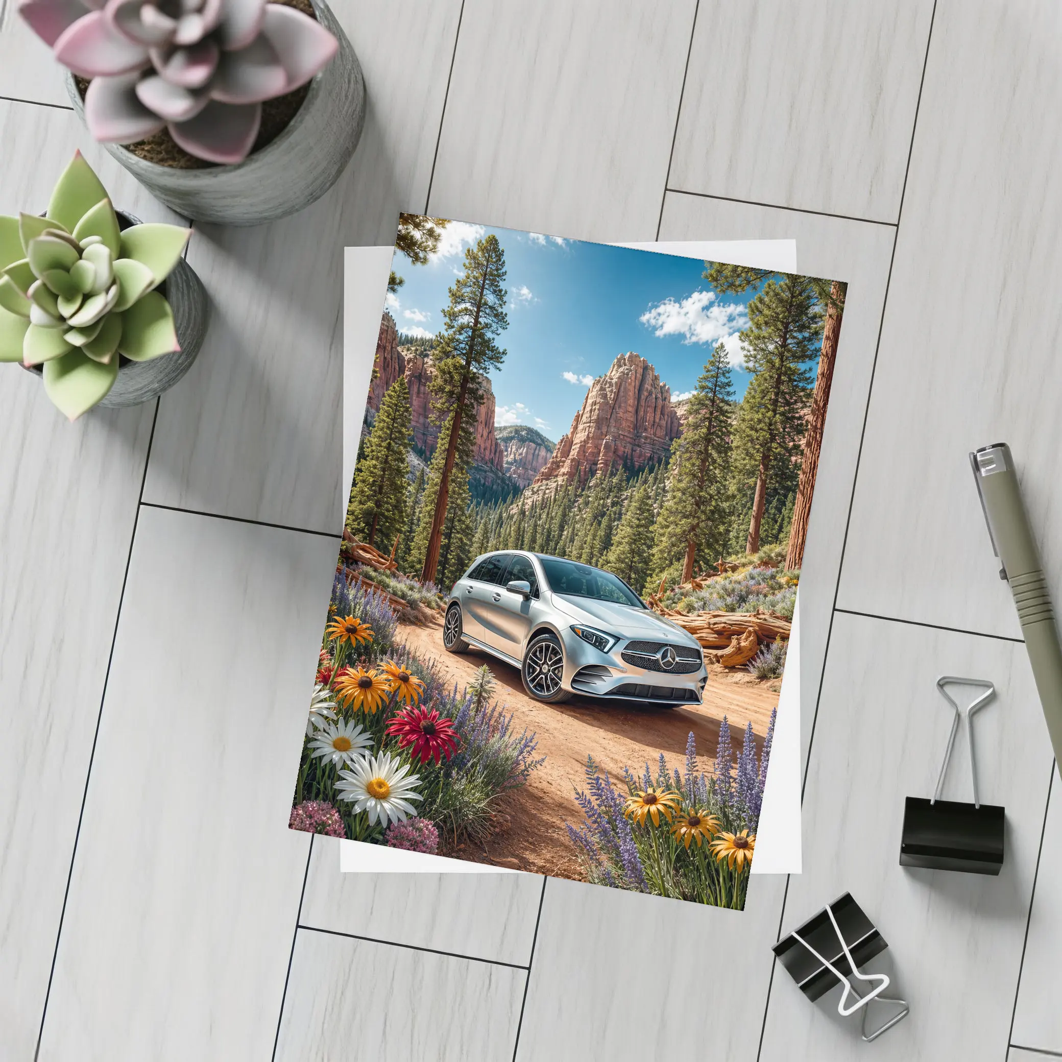 Mercedes Benz B Class Canyon Forest Scene – Postcards
