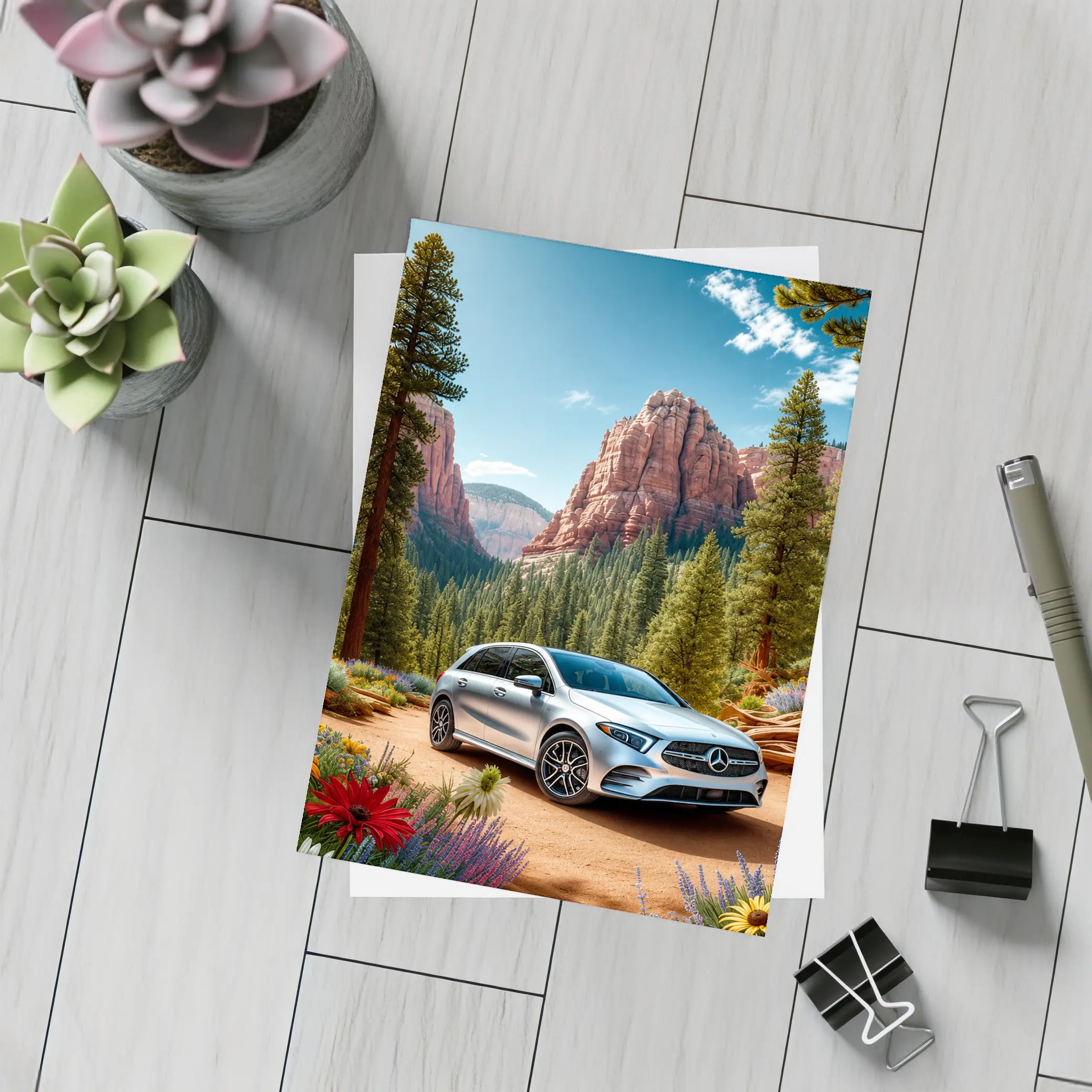 Mercedes Benz B Class Red Canyon Forest – Postcards
