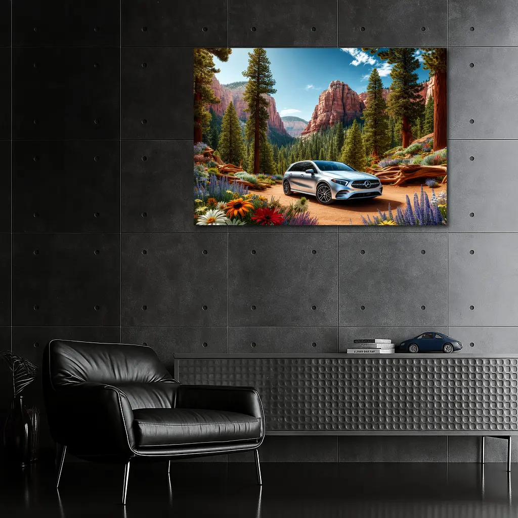 Mercedes Benz B Class Red Canyon Forest – Wall Art